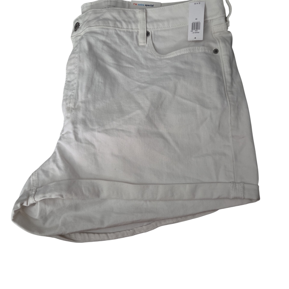 Old Navy White Women's Cuffed Denim Shorts - Picture 3 of 4